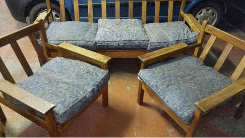 Retro Kiaat Wood Lounge/Outside Set + FREE Chair COLLECTION ONLY