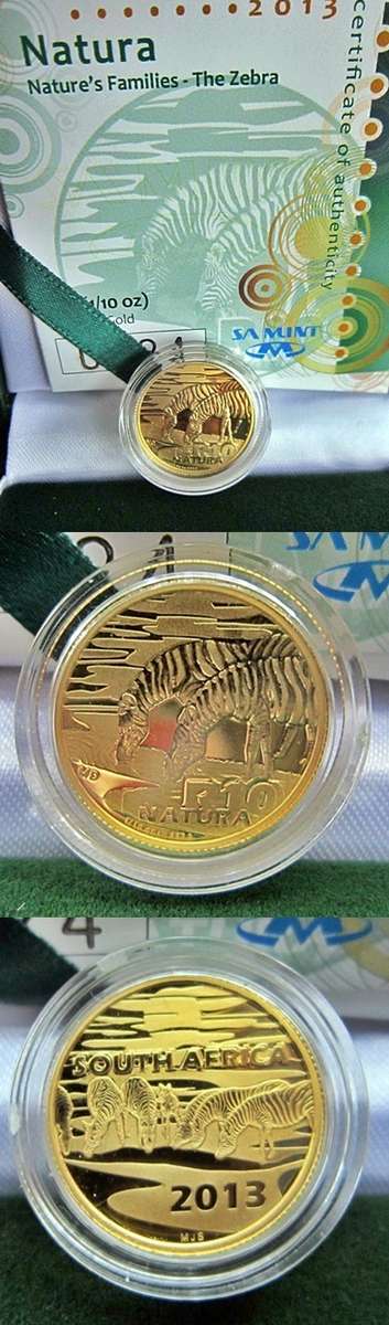 ## 2013 South Africa 1/10 Oz Gold Natura - The Zebra - in SAM Box with COA ##