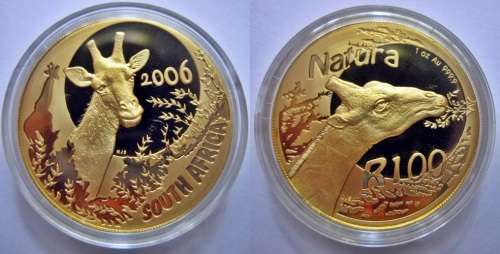 ## Proof 2006 South Africa Gold Natura Giraffe 1 Oz R100 ##