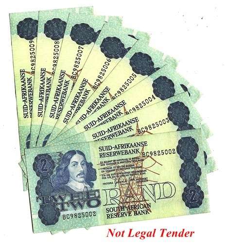 ## 8 x G.P.C. de Kock R2 Notes in Sequence BC 9825002-009 ## Bid per Note for the LOT