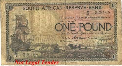 ## W.H. Clegg 1st Issue 1 Pound Note A3 329168 20 September 1921 ##