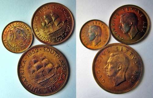 ## Proof Collection 1952 South Africa 1/4 ; 1/2 and 1 Penny ##