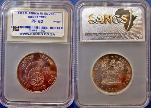 ## SANGS Graded 1988 South Africa Silver Groot Trek R1 PF 62 ##