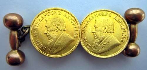 ## 1894 & 1896 ZAR Gold 1/2 Ponde Set with 9ct Gold Cuff Links ##