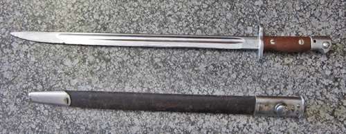 ## Wilkinson 1907 Pattern Bayonet with Mangrovite Sheath ** Note Bayonet has been Chromed ##
