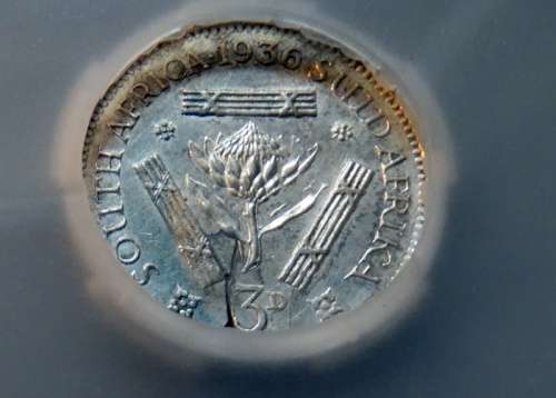 1936 South African Proof 58 3D Mintage 40. Herns R5000