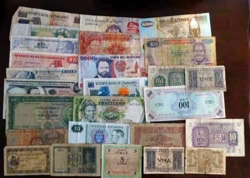 Various International Banknotes. One bid takes all 26 Notes