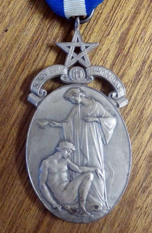 1915 Free Mason Sterling Silver Medal  To W. Brother E Scott