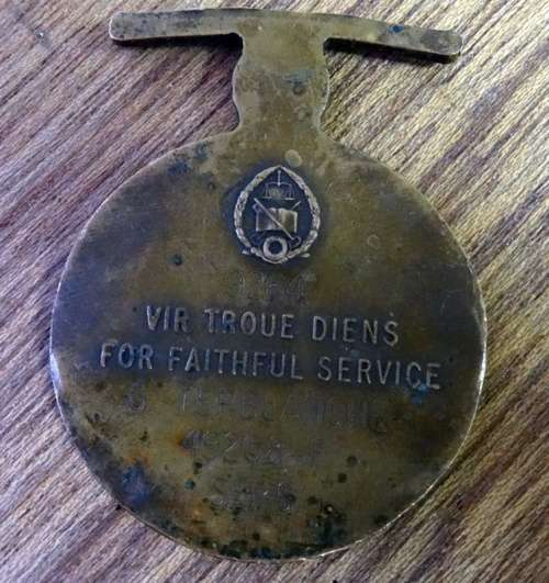 Faithfull Service Medal to G Terblanche Prison Service