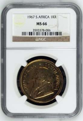 1967 1 Oz MS66 NGC Graded Krugerrand. 1st Year of Issue