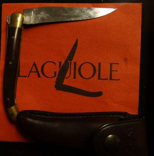 Laguiole French Knife with Holder and original packaging.