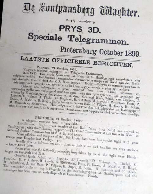 Original  Anglo Boer War Zoutpansberg  Wachter Telegram (2 available)