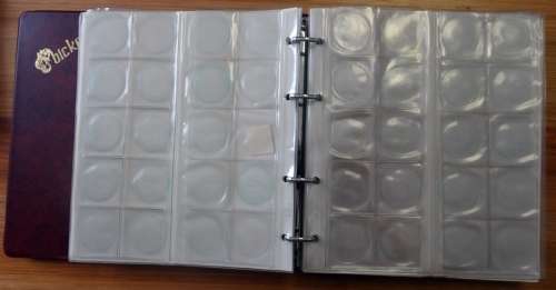 Maroon Colour Coin Album with 19 insert Various Sizes. No Coins