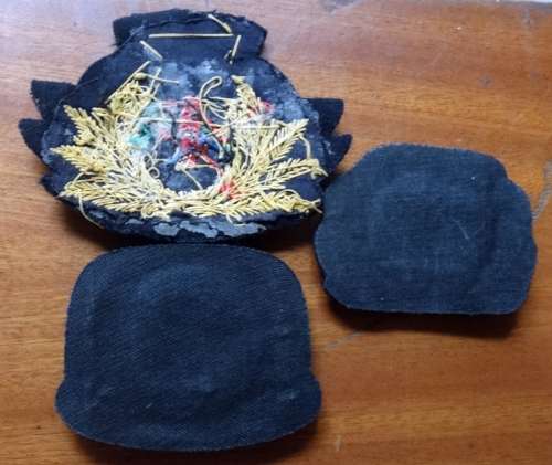 3  Gold Embroided Shipping Liner Officers Cap Badges