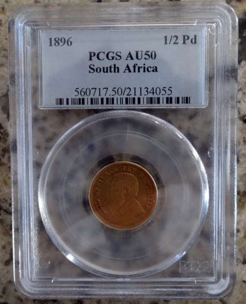 PCGS 1896 AU50 Graded Half Pond