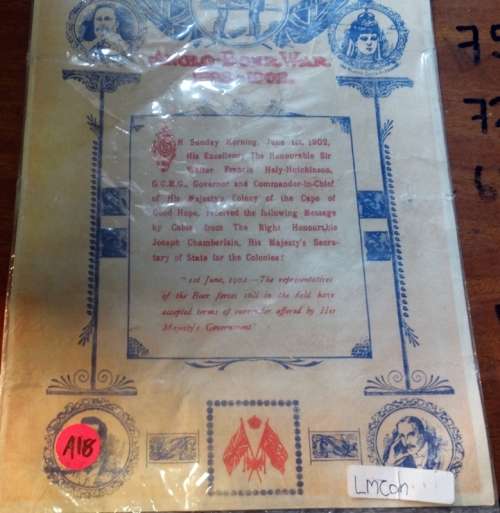 Declaration of Peace Anglo Boer War Copy