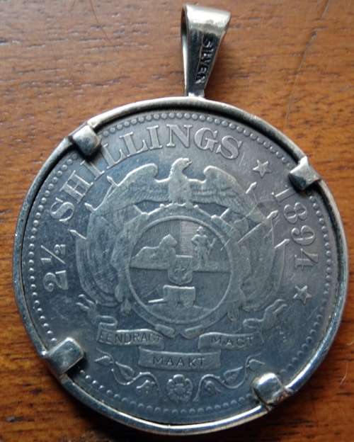 1894 ZAR Two and Half Shilling in Silver Bezel