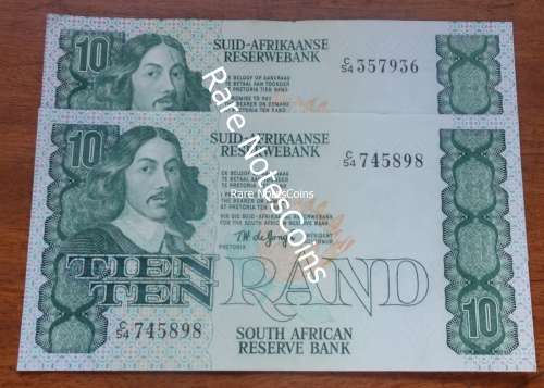 2 Unc TW De Jongh Ten Rand Notes A/E C54 745898