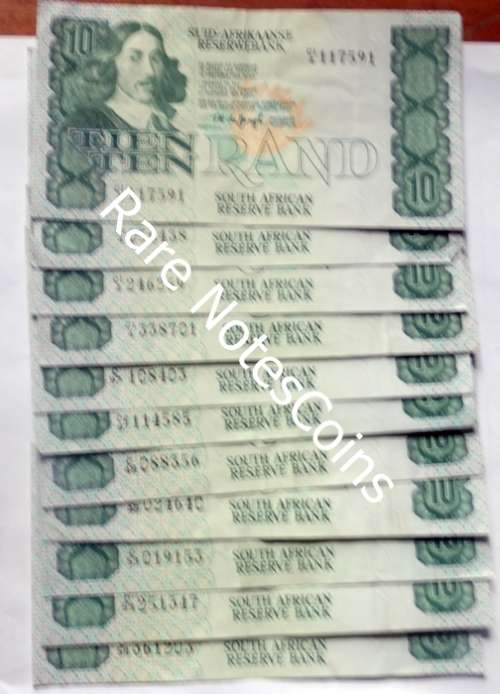 11 South African TW De Jongh R10 Rand Notes Vf - Ef