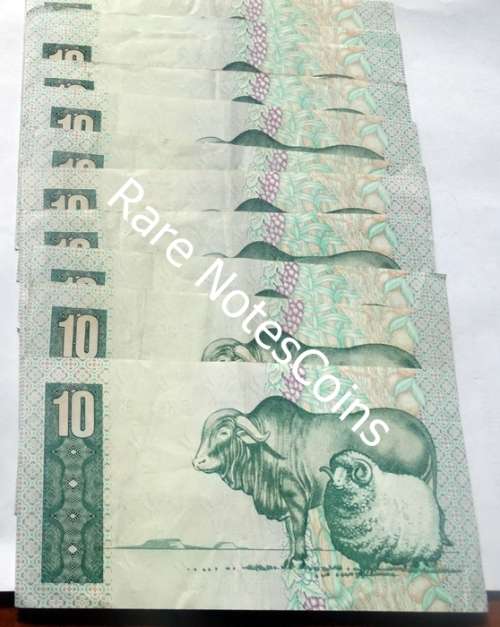 11 South African TW De Jongh R10 Rand Notes Vf - Ef