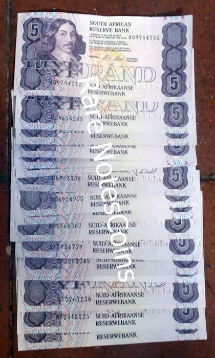 16 South African C Stals R5 Rand Notes Vf - Unc