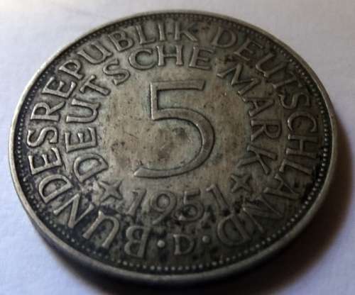 1951 German 5 Mark in Silver