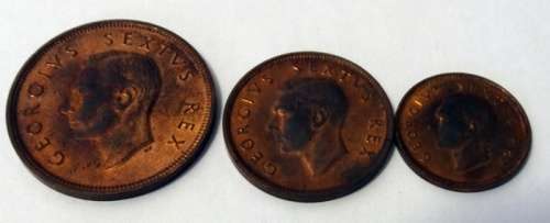 Unc 1952 South African Copper Trio