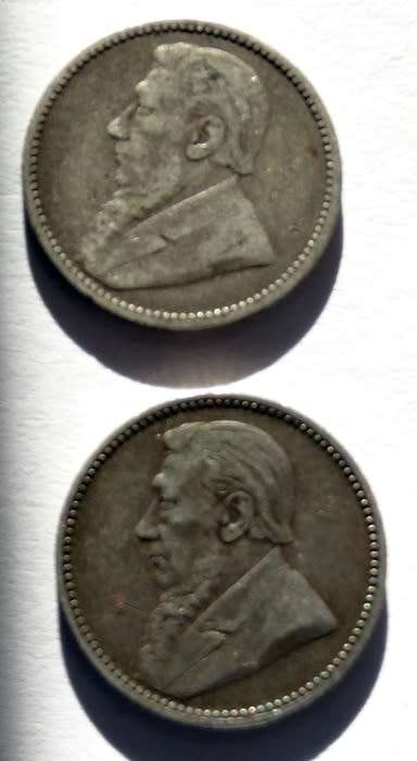 Two 1896 ZAR Sixpences