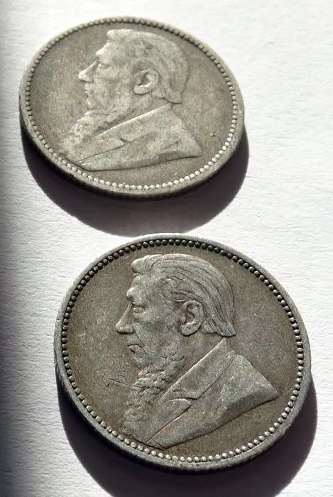 Two 1896 ZAR Sixpences
