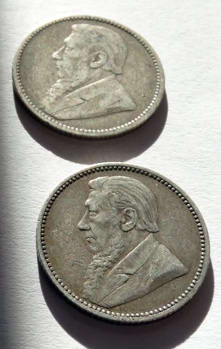 Two 1896 ZAR Sixpences