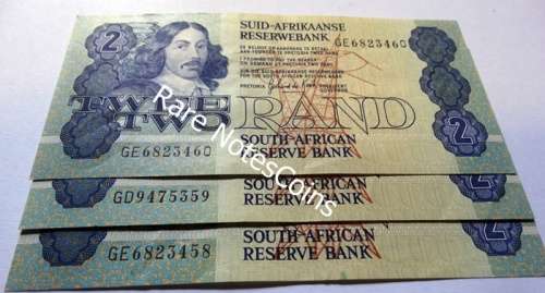 3 Unc  Two Rand Notes A/E