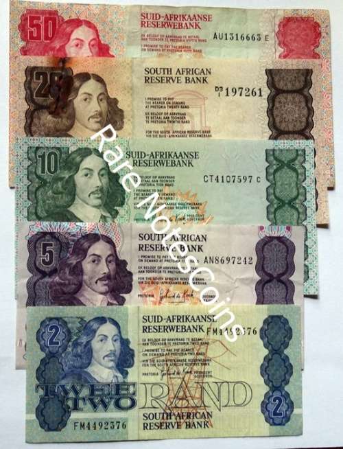 GPC De Kock Type Set R2 - R50 Banknotes
