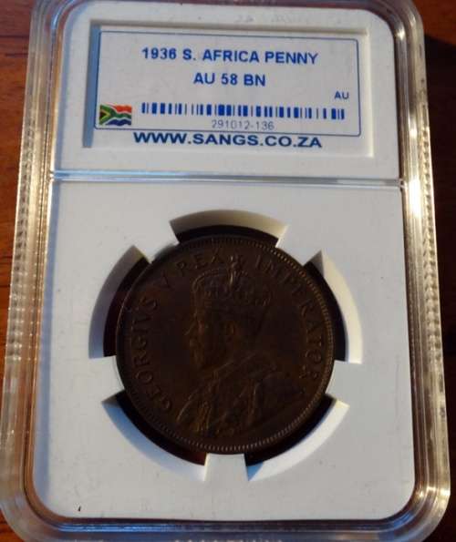 1936 South African AU58 BN Penny