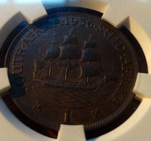 1936 South African AU58 BN Penny