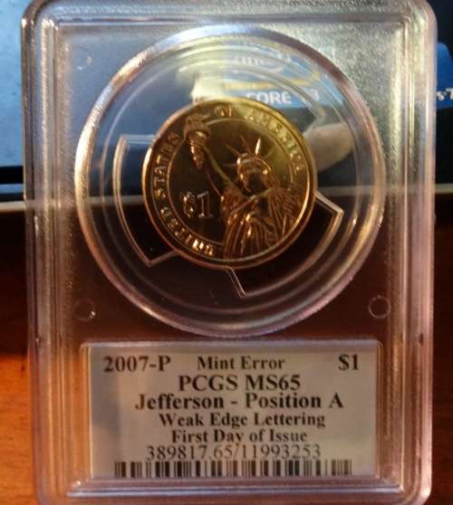 Jefferson Mint Error PCGS MS65 Dollar