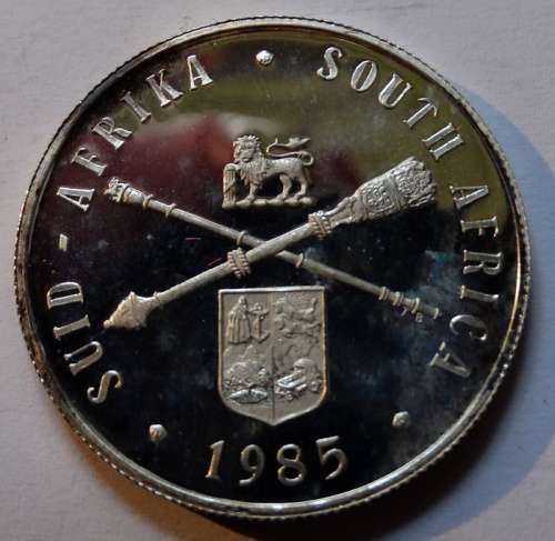 1985 Proof South African Coinage Silver One Rand Coin