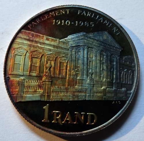 1985 Proof South African Coinage Silver One Rand Coin