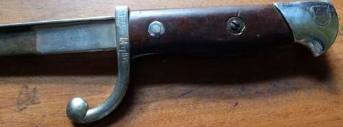 Belgium Model 1882 Comblain Bayonet Modified WW1 by Germans to Fit Mauser