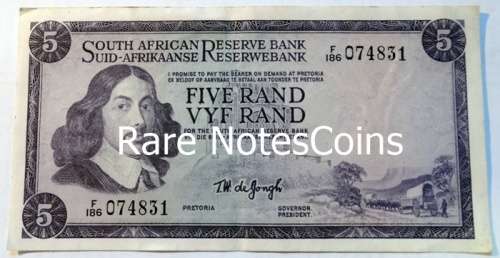 TW De Jongh Five Rand Note