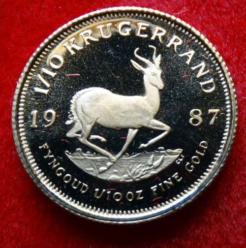 ## 1987 South African Proof Krugerrand 1/10th . ##