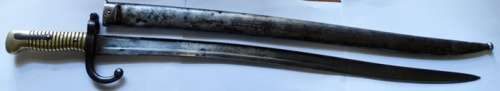 1874 Yataghan French Bayonet with Original Sheath Chassepot Rifle