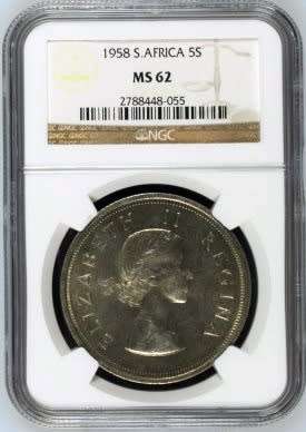 ## 1958 South African NGC Graded Crown MS62 ##