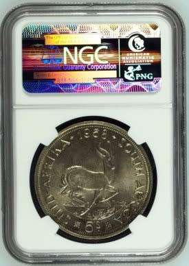 ## 1958 South African NGC Graded Crown MS62 ##