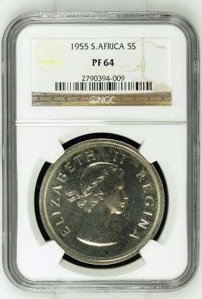 ## 1955 South African NGC Graded Crown PF64 ##