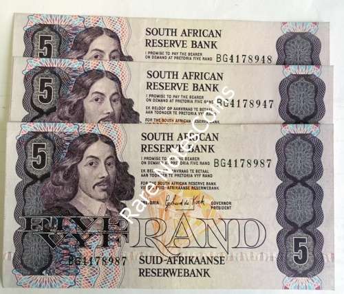 ## 3 Consecutive GPC De Kock  3RD  issue E/A Banknotes## BG