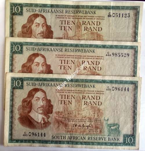 ## 3  TW De Jongh 1st and 3RD  issue A/E Banknotes ##
