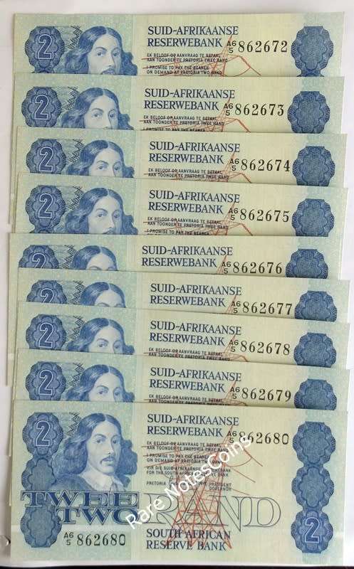 ## 9 Consecutive GPC De Kock  2nd  issue A/E Banknotes ## A6/5