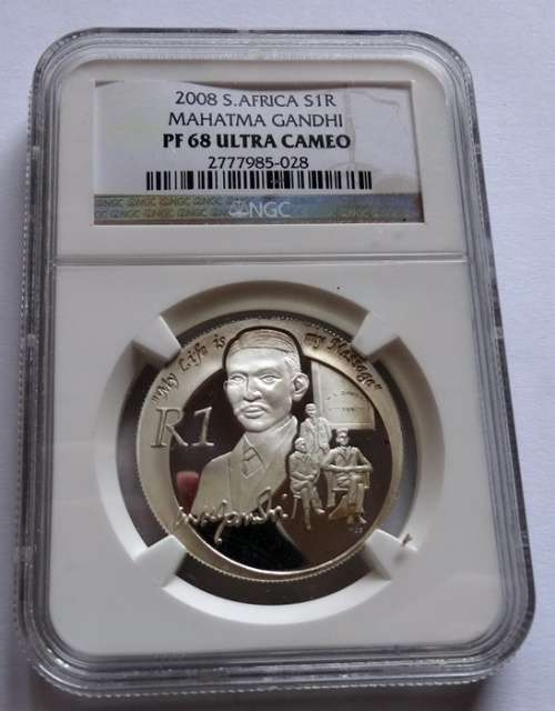 2008 South African Pf 68 UC Ghandi Coin