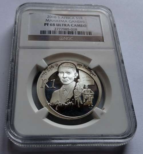 2008 South African Pf 68 UC Ghandi Coin
