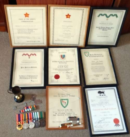 ## 5 Medal Group to Cmdt JR Fowler with Sertificates ##